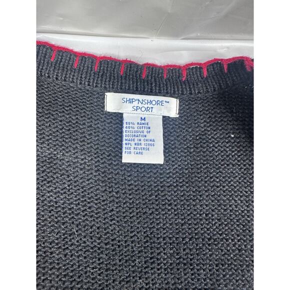 Vintage Ship 'N Shore Sport Christmas Tree Candy Canes Cardigan Sweater Size M - Picture 3 of 10